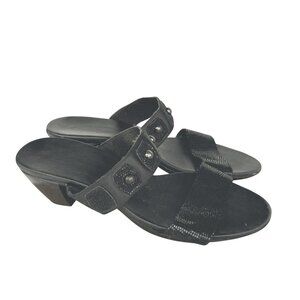 Munro‎ Black Heeled Sandals Rhinestone Size 10N Narrow